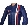 Steve McQueen Le-man Gulf Heuer Firestone Navy BLUE Premium Leather Jacket